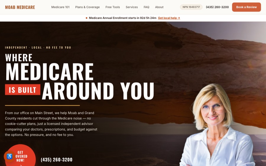 Golden Hour template — warm boutique agency site (live on moabmedicare.com)