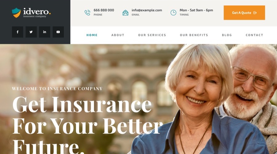 Idvero template — warm serif classic agency site with gold accents